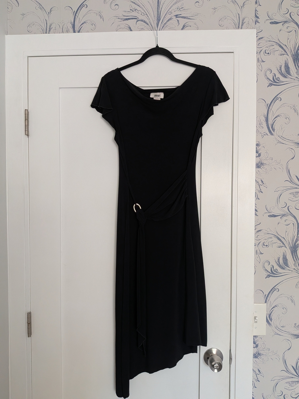 Vintage Y2K Black Asymmetric Belted Women’s Dress